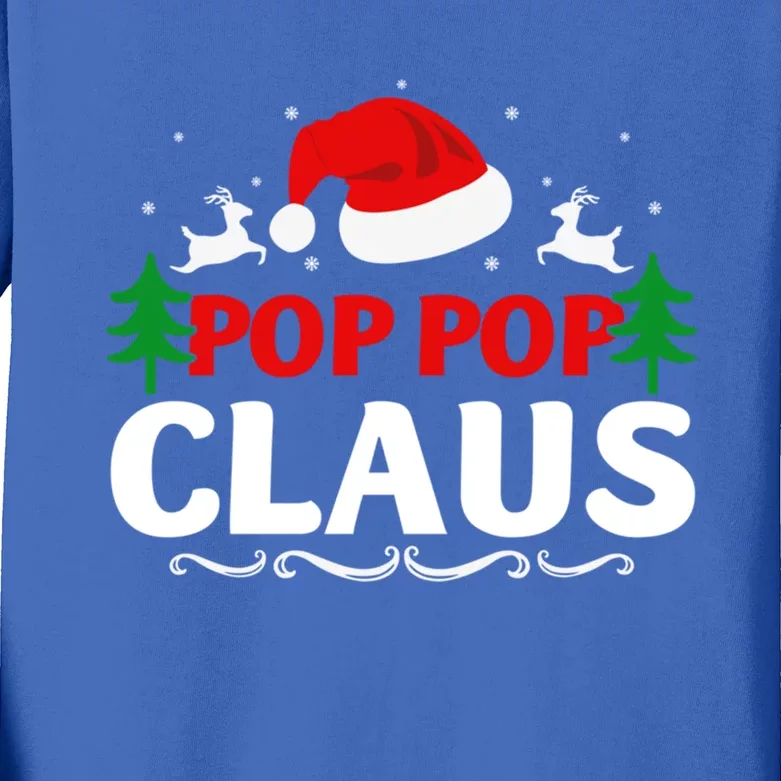 Pop Pop Claus Santa Christmas Matching Family Pajama Funny Cute Gift Kids Long Sleeve Shirt