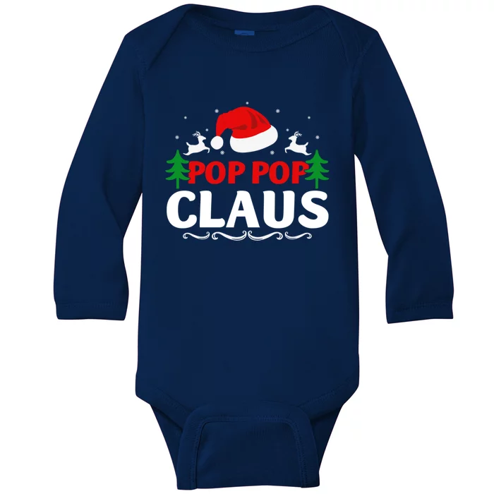 Pop Pop Claus Santa Christmas Matching Family Pajama Funny Cute Gift Baby Long Sleeve Bodysuit