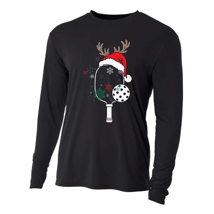 Pickleball Player Christmas Holiday Reindeer Xmas Cooling Performance Long Sleeve Crew