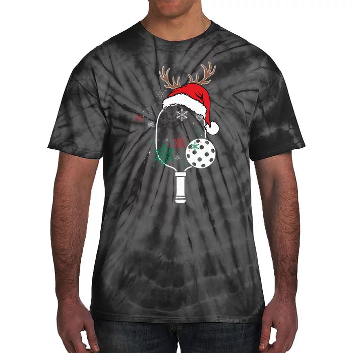 Pickleball Player Christmas Holiday Reindeer Xmas Tie-Dye T-Shirt