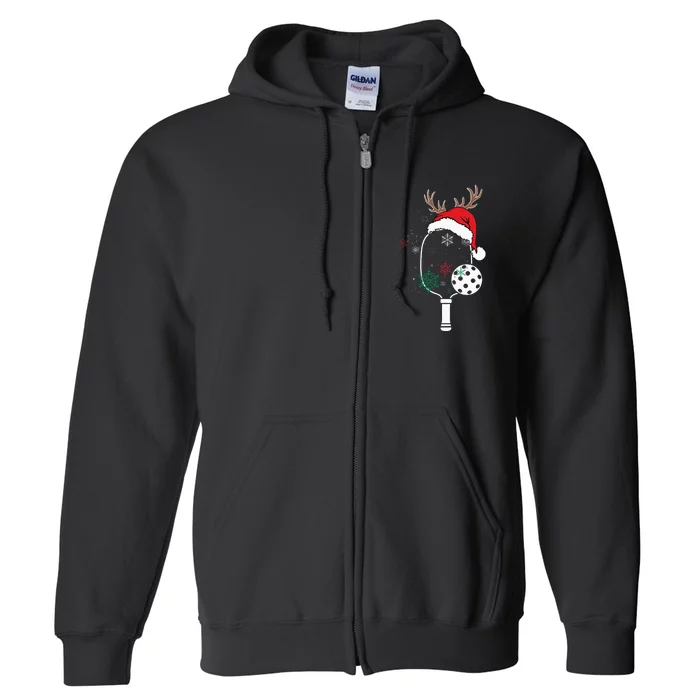 Pickleball Player Christmas Holiday Reindeer Xmas Full Zip Hoodie