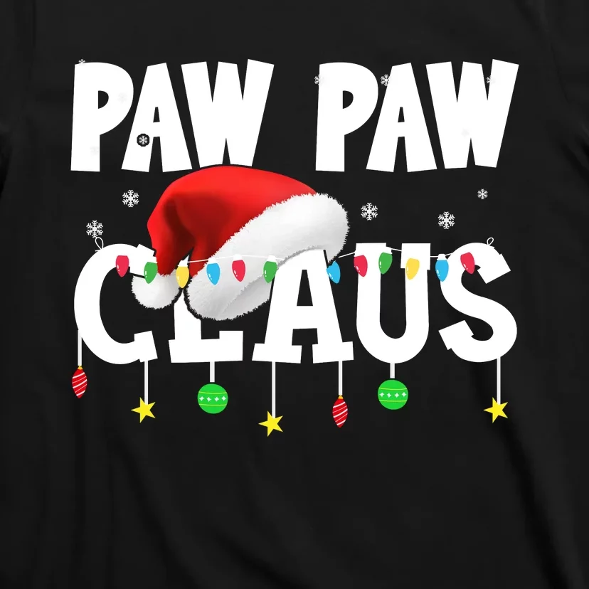 Paw Paw Claus Funny Christmas Lights Santa Hat Costume T-Shirt