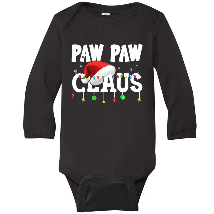 Paw Paw Claus Funny Christmas Lights Santa Hat Costume Baby Long Sleeve Bodysuit