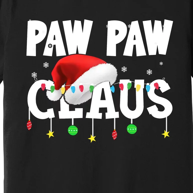 Paw Paw Claus Funny Christmas Lights Santa Hat Costume Premium T-Shirt