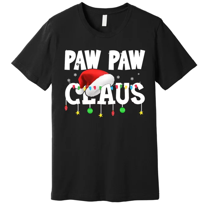 Paw Paw Claus Funny Christmas Lights Santa Hat Costume Premium T-Shirt