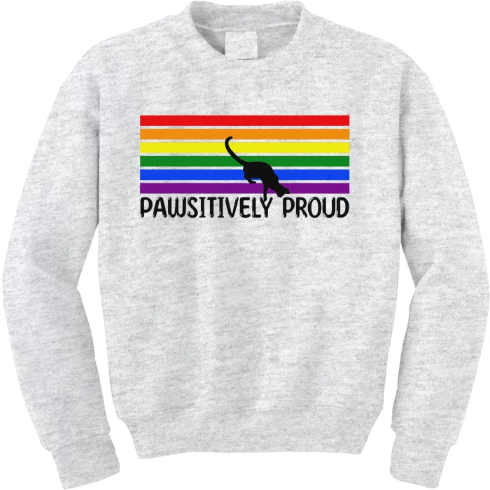 Pawsitively Proud Cat Lover Lgbtq Rainbow Cats Pride Love Is Kids Sweatshirt