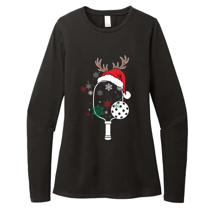 Pickleball Player Christmas Holiday Reindeer Xmas Tees Gift Womens CVC Long Sleeve Shirt