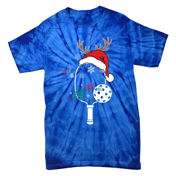 Pickleball Player Christmas Holiday Reindeer Xmas Tees Gift Tie-Dye T-Shirt