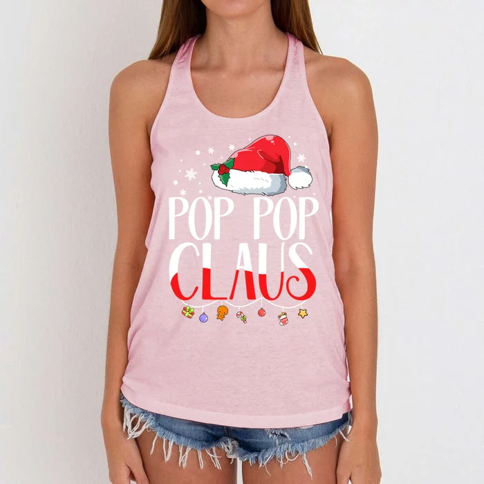 Pop Pop Claus Santa Claus Family Christmas Matching Gift Women's Knotted Racerback Tank