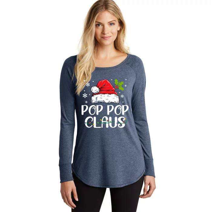 Pop Pop Claus Santa Funny Christmas Pajama Matching Family Gift Women's Perfect Tri Tunic Long Sleeve Shirt