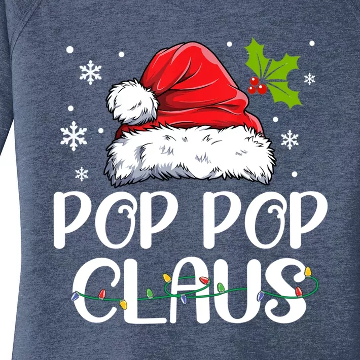 Pop Pop Claus Santa Funny Christmas Pajama Matching Family Gift Women's Perfect Tri Tunic Long Sleeve Shirt