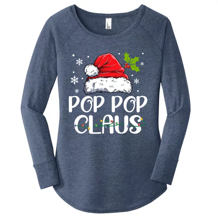 Pop Pop Claus Santa Funny Christmas Pajama Matching Family Gift Women's Perfect Tri Tunic Long Sleeve Shirt