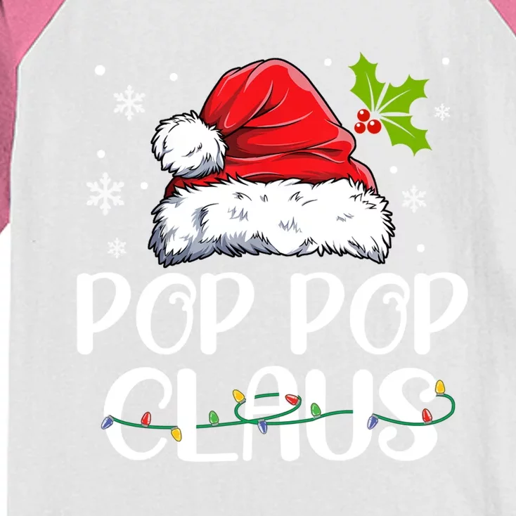 Pop Pop Claus Santa Funny Christmas Pajama Matching Family Gift Kids Colorblock Raglan Jersey