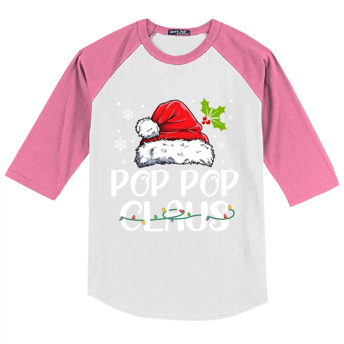 Pop Pop Claus Santa Funny Christmas Pajama Matching Family Gift Kids Colorblock Raglan Jersey