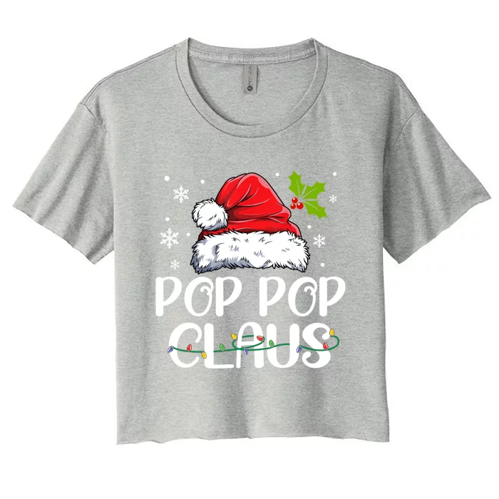 Pop Pop Claus Santa Funny Christmas Pajama Matching Family Gift Women's Crop Top Tee