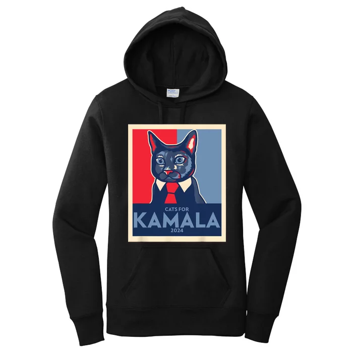 Politically Purrfect Cats For Kamala 2024 President Women's Pullover Hoodie