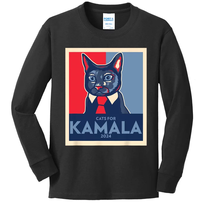 Politically Purrfect Cats For Kamala 2024 President Kids Long Sleeve Shirt