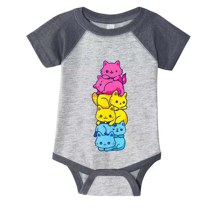 Pansexual Pride Cat LGBT Pan Flag Nonbinary Cute Cats Pile Infant Baby Jersey Bodysuit