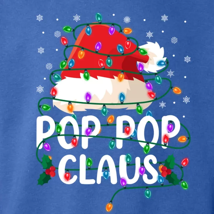 Pop Pop Claus Santa Hat And Christmas Lights Xmas Pajama Funny Gift Toddler Hoodie