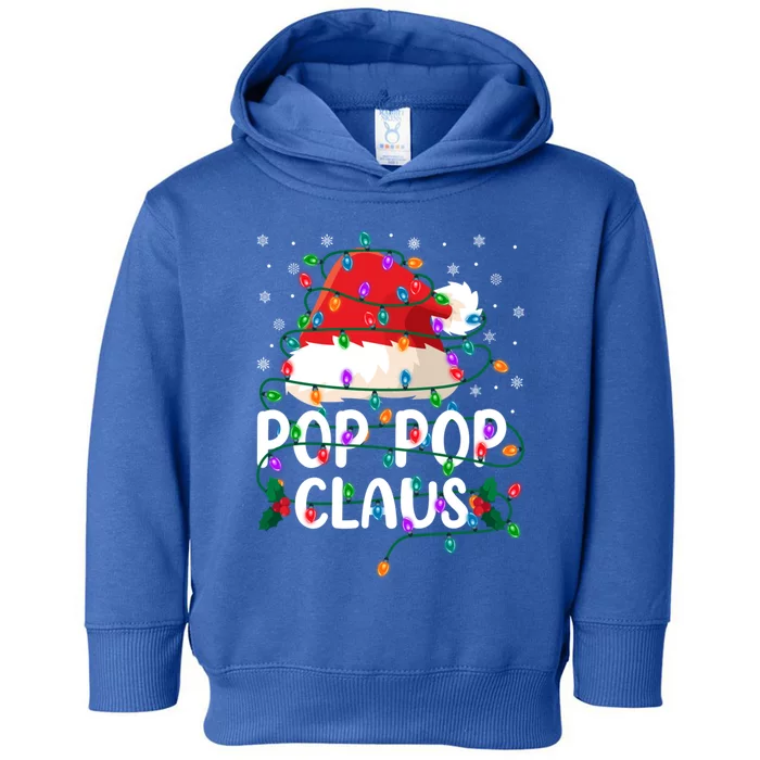 Pop Pop Claus Santa Hat And Christmas Lights Xmas Pajama Funny Gift Toddler Hoodie