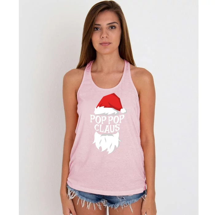 Pop Pop Claus Gift Santa Pop Pop Christmas Great Gift Meaningful Gift Women's Knotted Racerback Tank