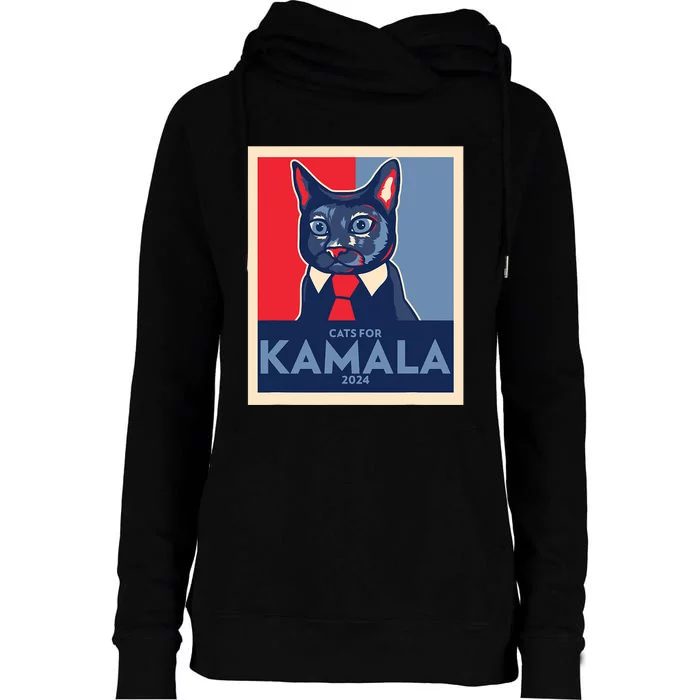 Politically Purrfect Cats For Kamala Harris 2024 President Womens Funnel Neck Pullover Hood