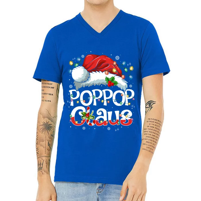 Pop Pop Claus Xmas Santa Matching Family Christmas Pajamas Cute Gift V-Neck T-Shirt