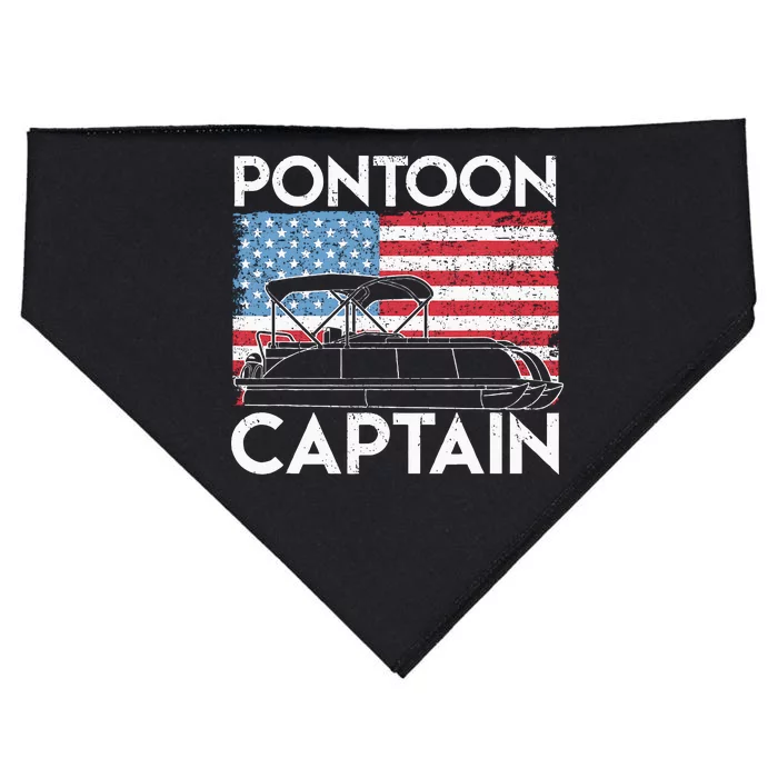 Patriotic Pontoon Captain Us American Flag Funny Boat Owner USA-Made Doggie Bandana