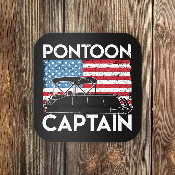 Patriotic Pontoon Captain Us American Flag Funny Boat Owner Coaster