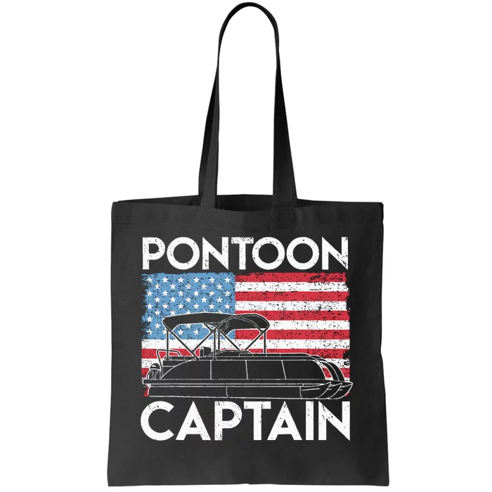 Patriotic Pontoon Captain Us American Flag Funny Boat Owner Tote Bag