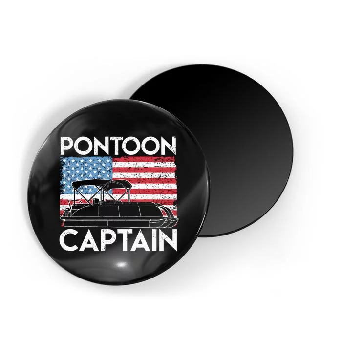 Patriotic Pontoon Captain Us American Flag Funny Boat Owner Magnet