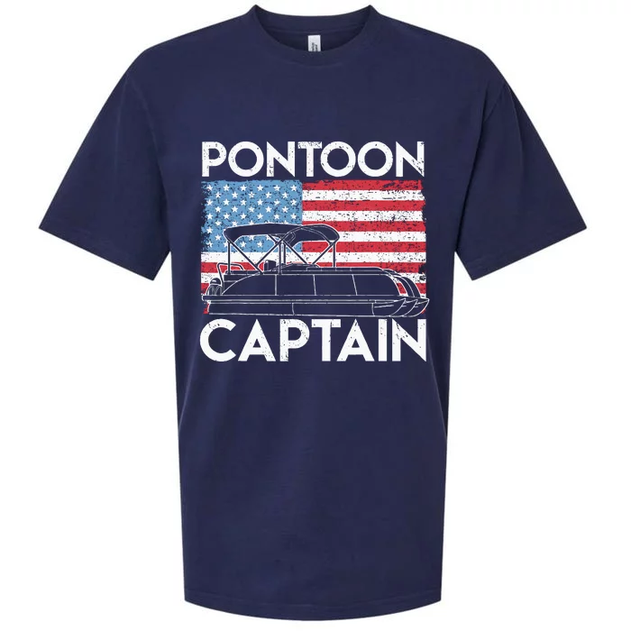 Patriotic Pontoon Captain Us American Flag Funny Boat Owner Sueded Cloud Jersey T-Shirt