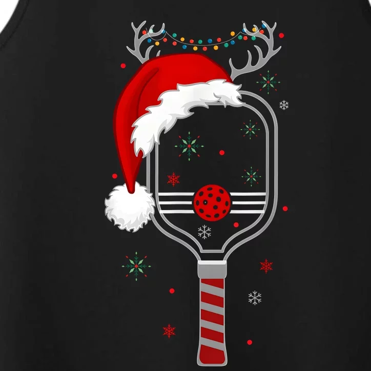 Pickleball Player Christmas Holiday Reindeer Xmas Women Tees Performance Tank