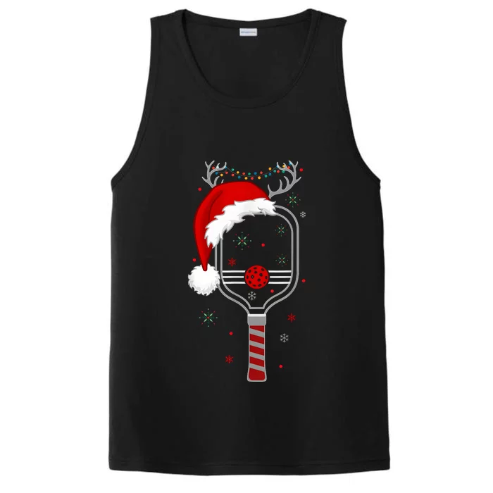 Pickleball Player Christmas Holiday Reindeer Xmas Women Tees Performance Tank