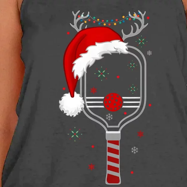 Pickleball Player Christmas Holiday Reindeer Xmas Women Tees Women's Knotted Racerback Tank