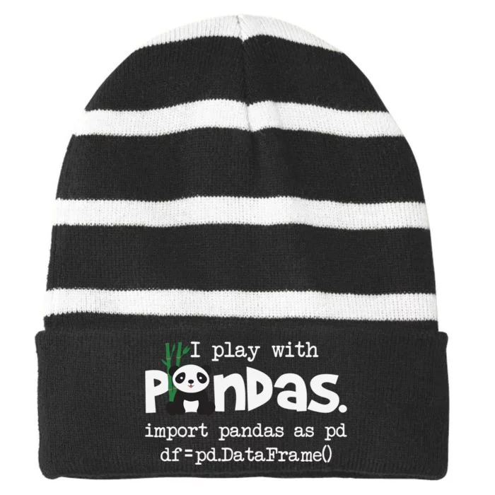 Pandas Programmer Computer Striped Beanie with Solid Band