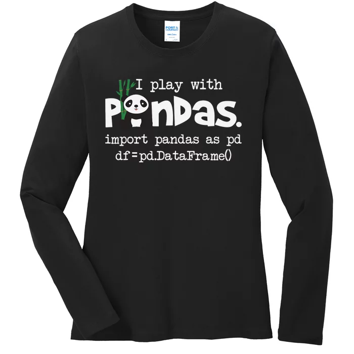 Pandas Programmer Computer Ladies Long Sleeve Shirt