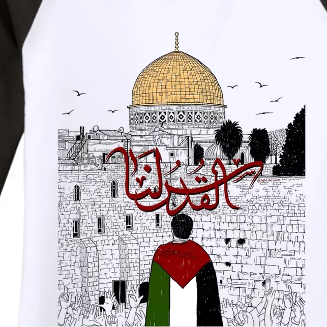 Palestine . Palestinian Cities Map Gift Women's Tri-Blend 3/4-Sleeve Raglan Shirt