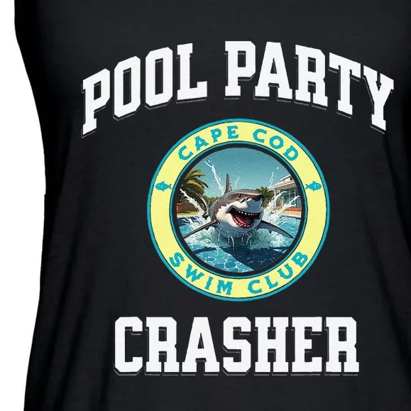 Pool Party Crasher Cape Cod Shark Theme Swimming Souvenir Ladies Essential Flowy Tank