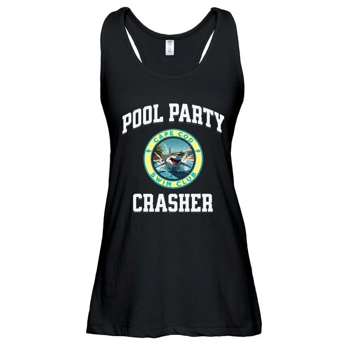 Pool Party Crasher Cape Cod Shark Theme Swimming Souvenir Ladies Essential Flowy Tank