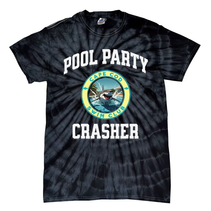 Pool Party Crasher Cape Cod Shark Theme Swimming Souvenir Tie-Dye T-Shirt