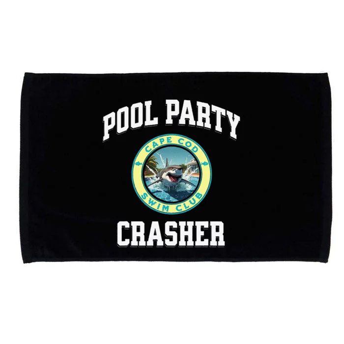 Pool Party Crasher Cape Cod Shark Theme Swimming Souvenir Microfiber Hand Towel