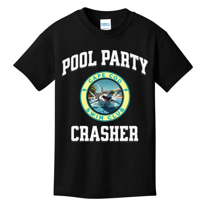 Pool Party Crasher Cape Cod Shark Theme Swimming Souvenir Kids T-Shirt