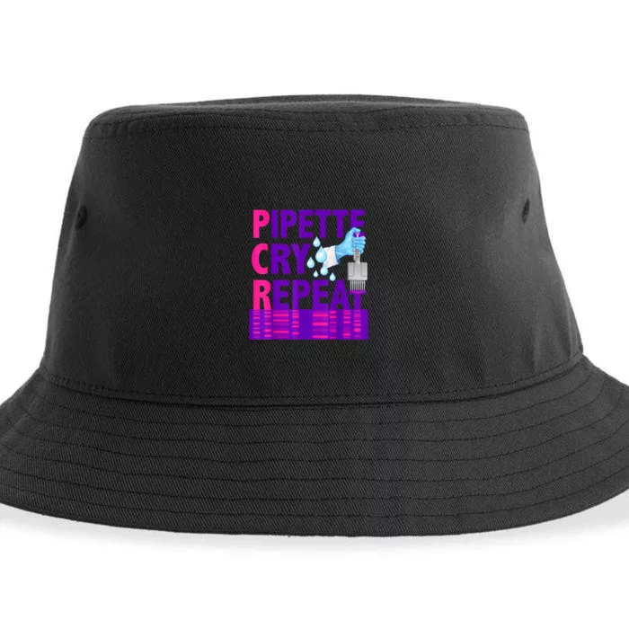 PCR Pipette Cry Repeat For DNA Lab Scientists Sustainable Bucket Hat