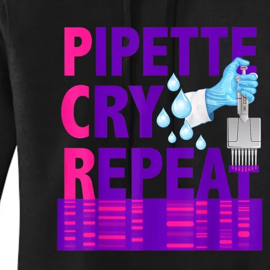 PCR Pipette Cry Repeat For DNA Lab Scientists Women's Pullover Hoodie