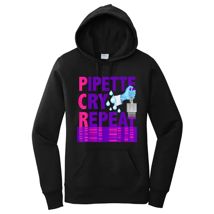 PCR Pipette Cry Repeat For DNA Lab Scientists Women's Pullover Hoodie