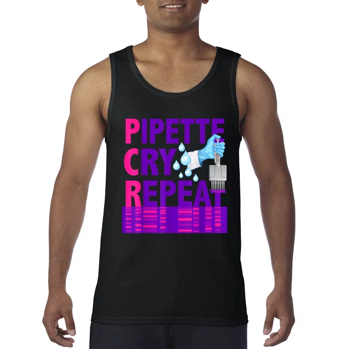 PCR Pipette Cry Repeat For DNA Lab Scientists Tank Top