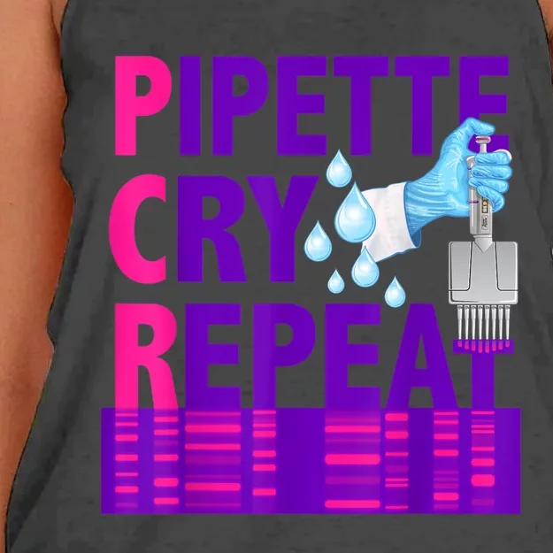 PCR Pipette Cry Repeat For DNA Lab Scientists Women's Knotted Racerback Tank