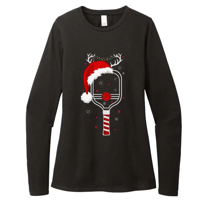 Pickleball Player Christmas Holiday Reindeer Xmas Womens CVC Long Sleeve Shirt