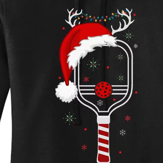 Pickleball Player Christmas Holiday Reindeer Xmas Women's Pullover Hoodie